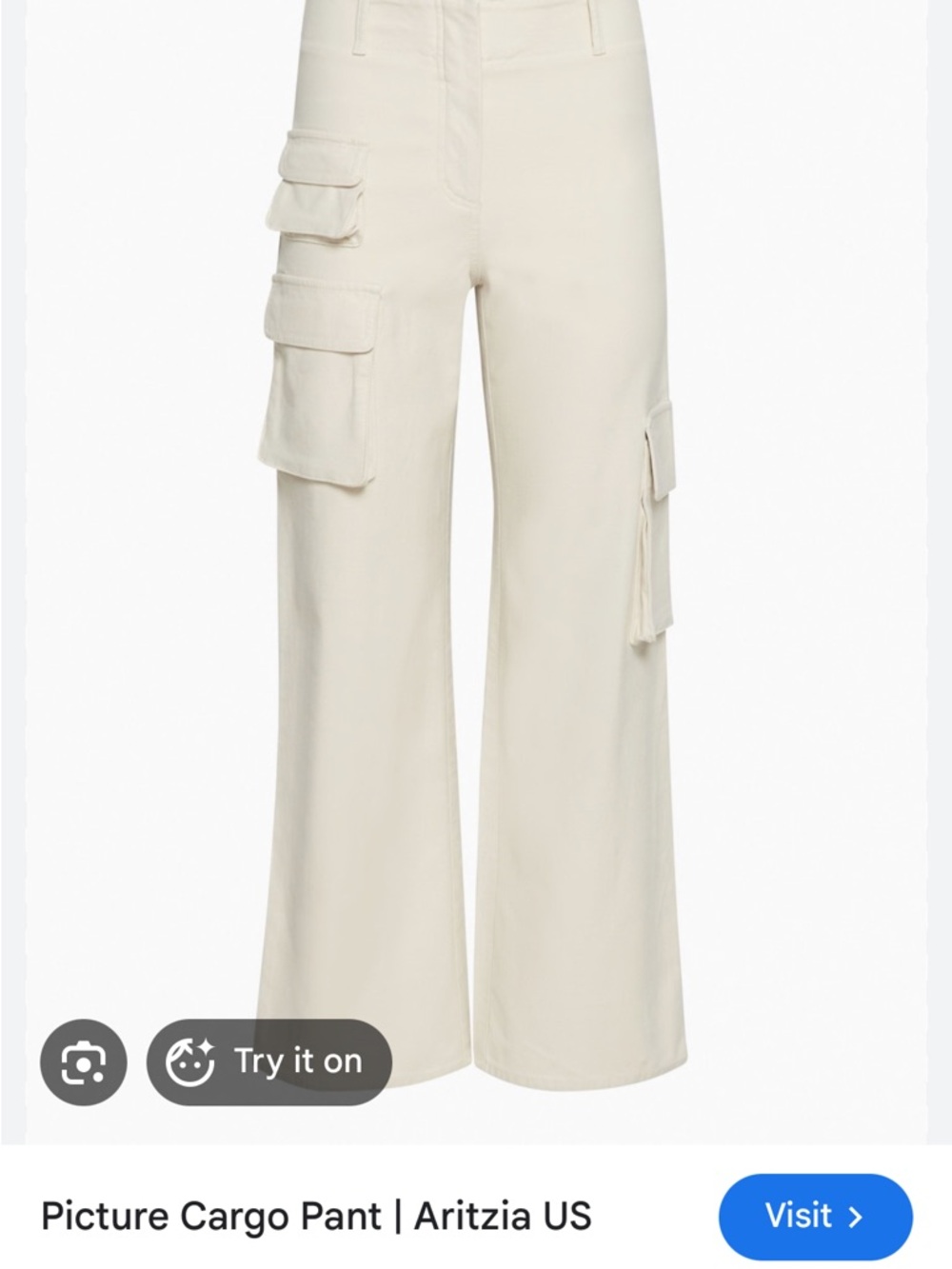 Aritzia Wide-Leg Cargo Pant in Cream NWT